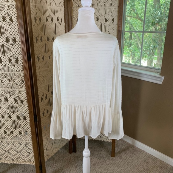 Anthropologie Lilya "Thea" Peplum Knit Long Sleeve top size large v-neck peplum - Picture 3 of 8